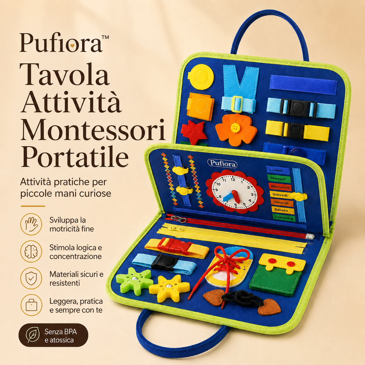 Pufiora™ Tavola Attività Montessori Portatile