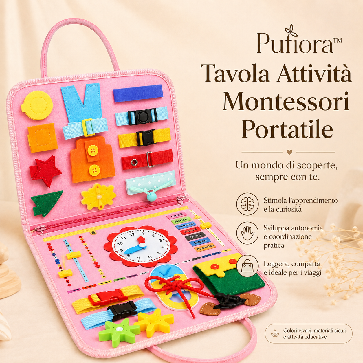 Pufiora™ Tavola Attività Montessori Portatile