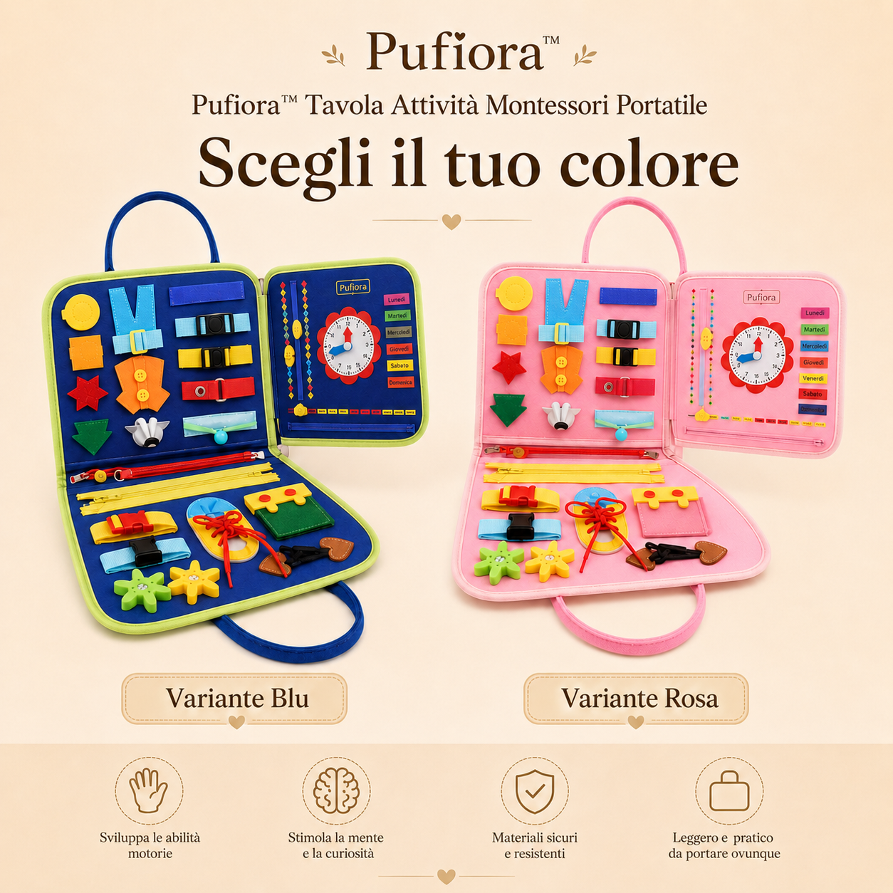 Pufiora™ Tavola Attività Montessori Portatile