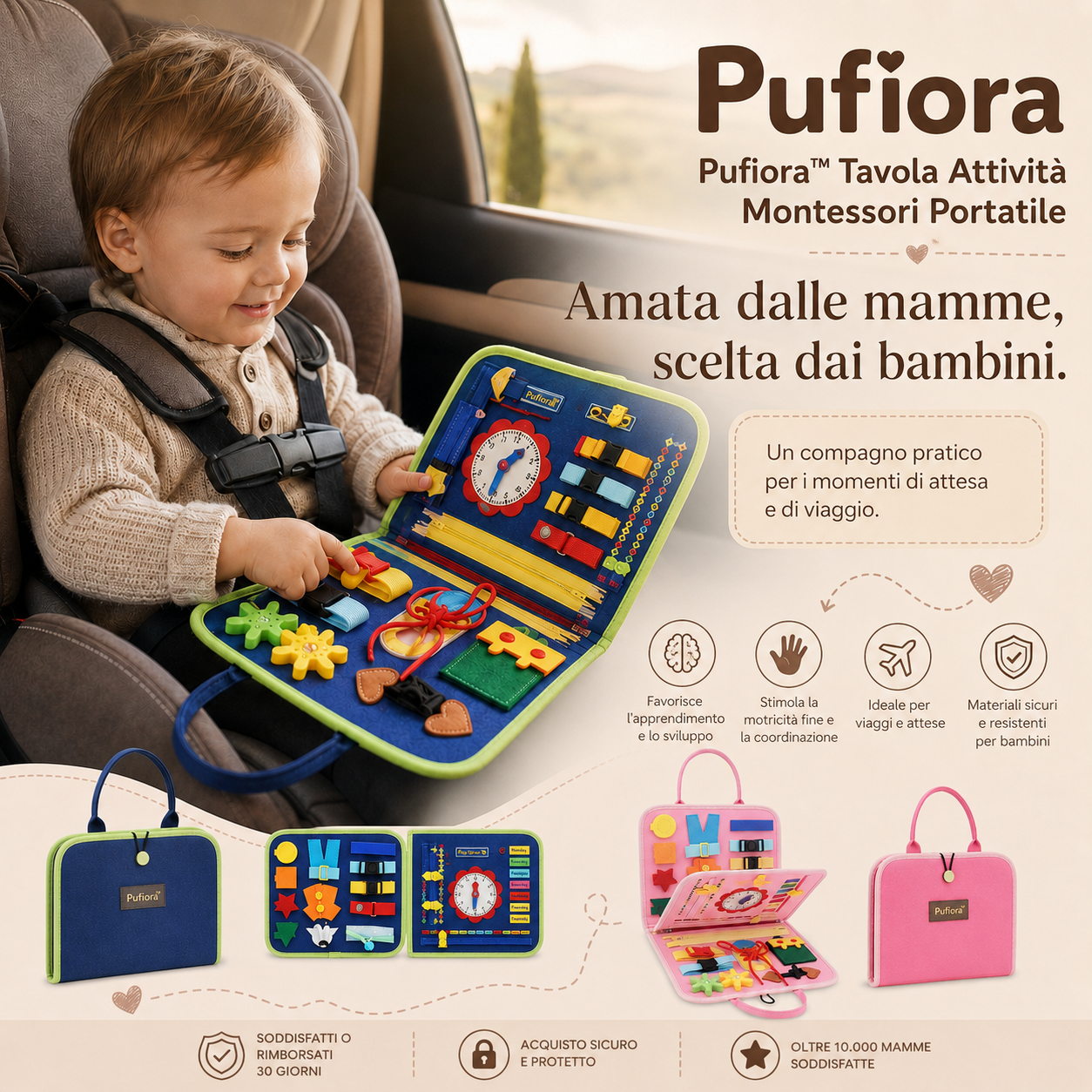 Pufiora™ Tavola Attività Montessori Portatile