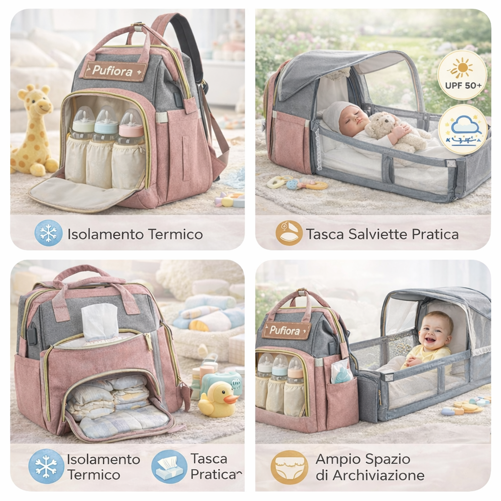 Pufiora™ Borsa Pappa e Cambio per Mamma e Bebè